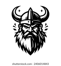 Vector logo of a Viking head. black and white logo of Norse guy. suitable for tattoo, emblems, logo