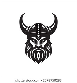 Vector logo of a Viking head. black and white logo of Norse guy. suitable for tattoo, emblems, logo