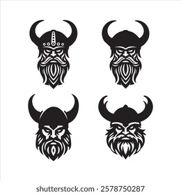 Vector logo of a Viking head. black and white logo of Norse guy. suitable for tattoo, emblems, logo