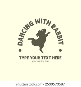 Vector Logo Vintage Dancing Rabbit