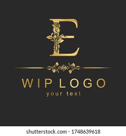 Logo vectorial con flor vintage.