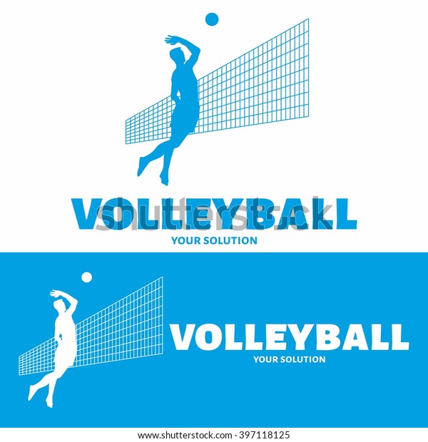 Vector Logo Volleyball Bouncing Volleyball Player Stock Vector (Royalty ...