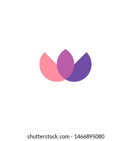 Vector Logo W Letter Lotus Lily Pad Flower, A Yoga, Meditation, Zen, Massage Theraphy, Wellness and Spa Company