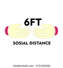logotipo vectorial advertencia manos de distancia social sin tocar