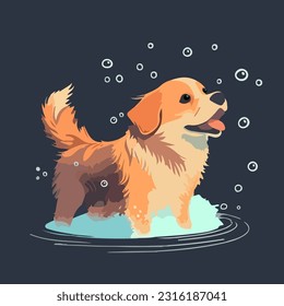 Vector logo washing grooming dog beauty salon for pet mascot logotype  colorful isolated on light background.