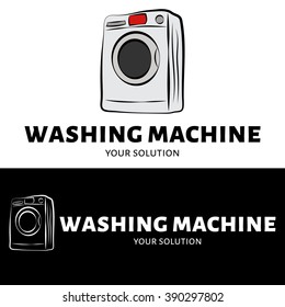 Vector logo washing machine. Brand logo in the form of a washing machine.