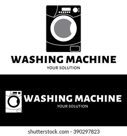 Vector logo washing machine. Brand logo in the form of a washing machine.