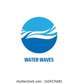 Vector logo water waves. Sea abstract circle vector icon sign.