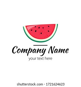 Vector logo with watermelon. Simple sign for market, organic shop, restaurant.