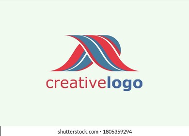 Vector logo of wave or wing or fire with initials "R" or "AR" or "RA"on light background. Usable for general business logos