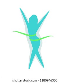 vector logo - weight loss, woman slim body with green ribbon around the waist isolated on white background
eps8