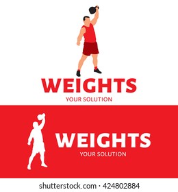 Vector logo weights. The athlete lifts a weight with one hand