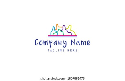 Vector logo in which the abstract image of silhouettes of people personifies teamwork.