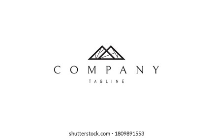 Vector logo in which an abstract image of two intersecting pyramids that form the letter M.