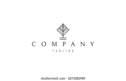Vector logo, in which an abstract image of a tree in a minimalist style.