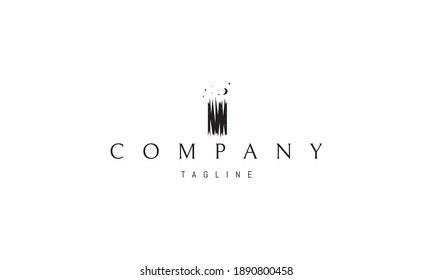 Vector logo in which an abstract image of a night forest which also looks like an open mouth.