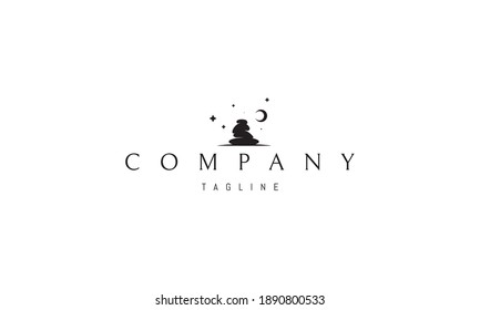 Vector logo in which an abstract image of a garden of stones on a background of stars and the moon.