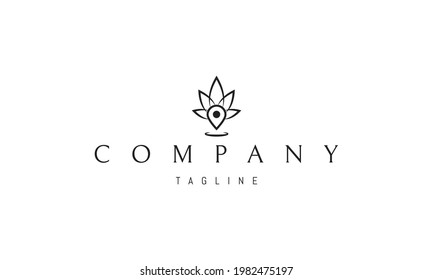 Logo vectorial en el que una imagen abstracta de hojas de cannabis y un símbolo de la ubicación en el mapa.