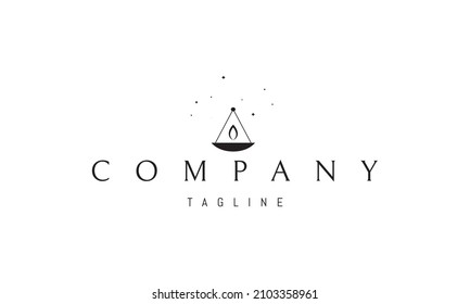 Vector logo in which an abstract image of a candle hanging on a string against a background of stars.