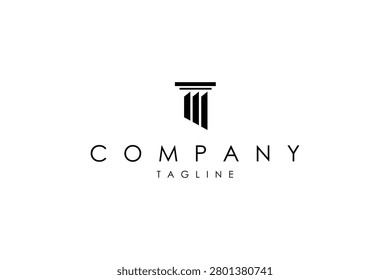 Vector logo in which an abstract image of a Greek column with a slanted shadow.