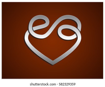 Vector logo, which combines the sign of the heart and infinity. It is a symbol of endless love and devotion. You can also see two hidden letters e.