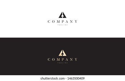 Vector logo which depicts the letter A in the form of a triangle.