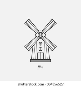 Vector logo wind mill made in trendy line style vector. 