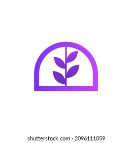 vector logo window with leaf concept