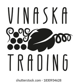 vector logo of wine bottle with vine