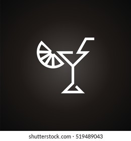 Vector logo wineglass with orange fruit. Modern Icon and sign design. Vector Illustration.