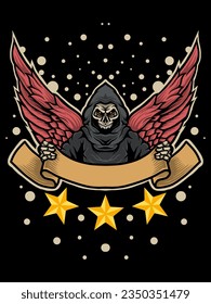 vector logo winged skull illustration design