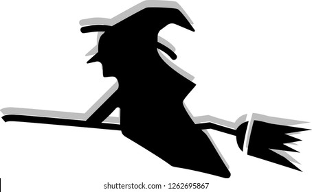 Vector logo witch in Halloween on the White Blackground