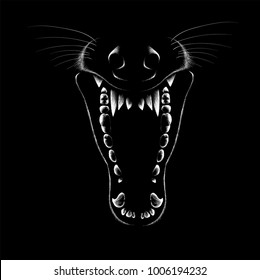 The Vector logo wolf for T-shirt design or print for outwear.  Hunting style wolf background.