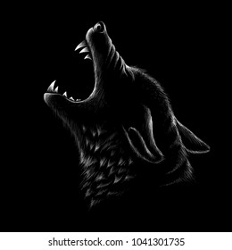 
The Vector logo wolf for T-shirt design or outwear.  Hunting style wolf background.