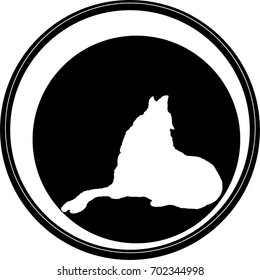 The Vector logo wolf for T-shirt design or outwear.  Hunting style wolf background.