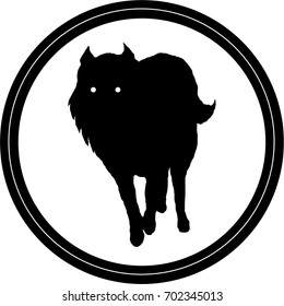 The Vector logo wolf for T-shirt design or outwear.  Hunting style wolf background.