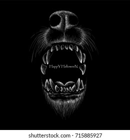 The Vector logo wolf for T-shirt design or outwear.  Hunting style wolf background.