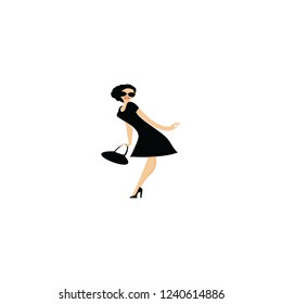 Vector logo of a woman carrying a bag.