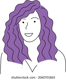 Vector logo with woman face. Hand drawing, minimalistic style, white background. Modern design concept. 