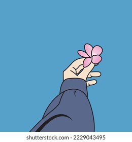 vector logo woman hand holding flower