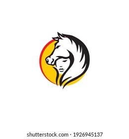 Vector logo of woman with horse