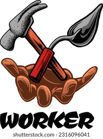 vector logo worker illustration design