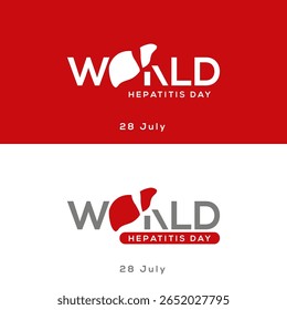Vector Logo of World Hepatitis Day Awareness Campaign. Lungs icon 28 July. Fight against Hepatic Illness