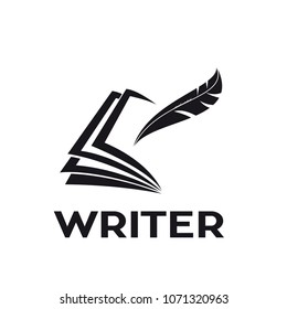 Vector logo writer. Inkwell on book