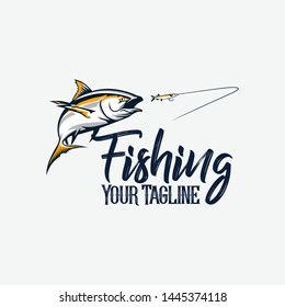 Vector Logo Yellow Fin Dog Tooth Tuna Fishing