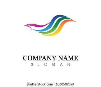 Vector Logo with yellow sun and blue sea waves. Vector logotype