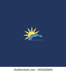 Vector Logo with yellow sun and blue sea waves