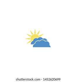 Vector Logo with yellow sun and blue sea waves