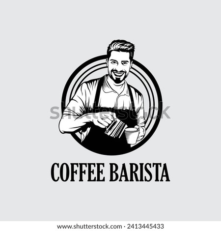 vector logo young man coffee barista