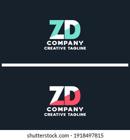 Logotipo vectorial de diseño de letras iniciales zd y dz en rojo y blanco. Se puede utilizar como logotipo, marca, mascota.